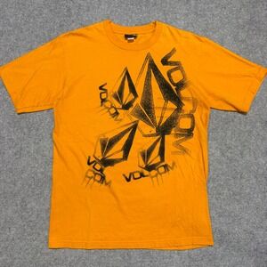 Volcom Mens Graphic T-Shirt Orange Black Stone Logo Short Sleeve Size M 0708